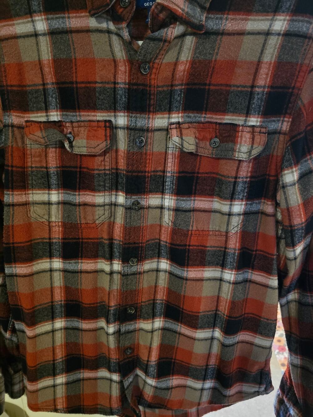 George Mens Size Small Flannel Plaid Button Up Excellent Preowned Condition